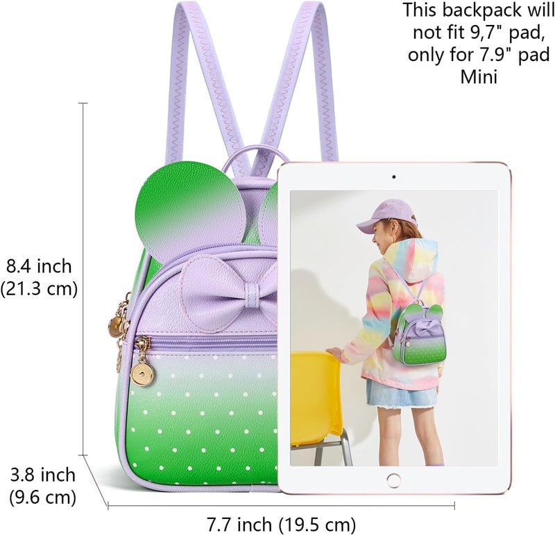 KL928 Girls Mini Backpack Bowknot Polka Dot Cute Small Daypacks Convertible Shoulder Bag Purse for Women - Image 2